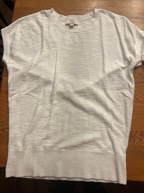 LOFT White Short Sleeve Knit Top – Lightweight Crewneck